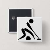 Curling Pictogram Vierkante Button 5,1 Cm (Voorkant /achterkant)