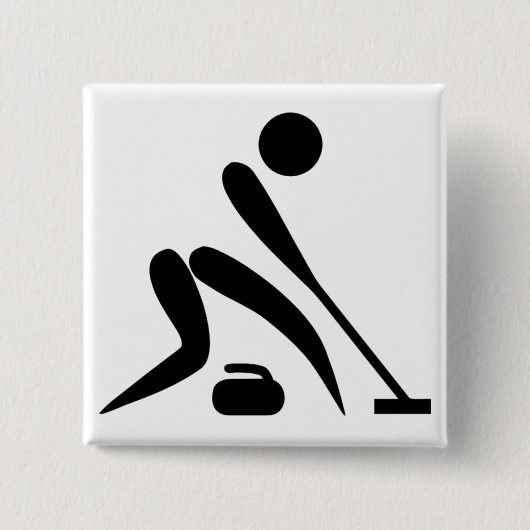 Curling Pictogram Vierkante Button 5,1 Cm (Voorkant)