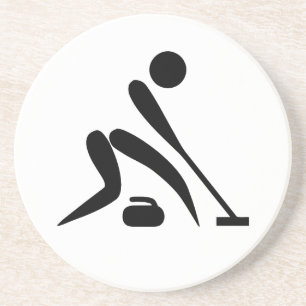 Curling Pictogram Zandsteen Onderzetter