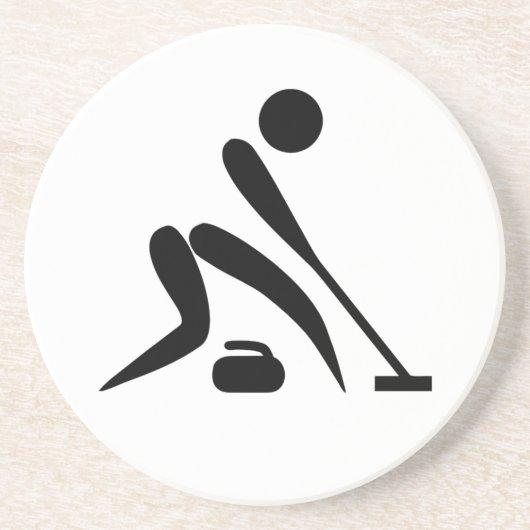 Curling Pictogram Zandsteen Onderzetter (Voorkant)