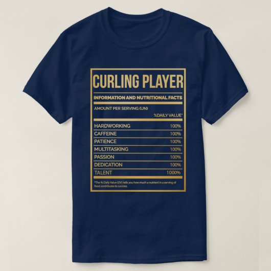 Curling Player Funny Curling Nutrition Label in Go T-shirt (Design voorkant)