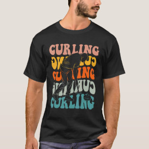 Curling Player Mannen boorden Kinder T-shirt
