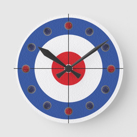 Curling Rock Marker Clock- (Blue) Ronde Klok (Voorkant)