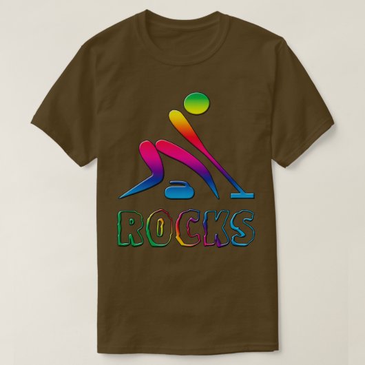 Curling Rocks Rainbow Curler Gift T-shirt (Design voorkant)