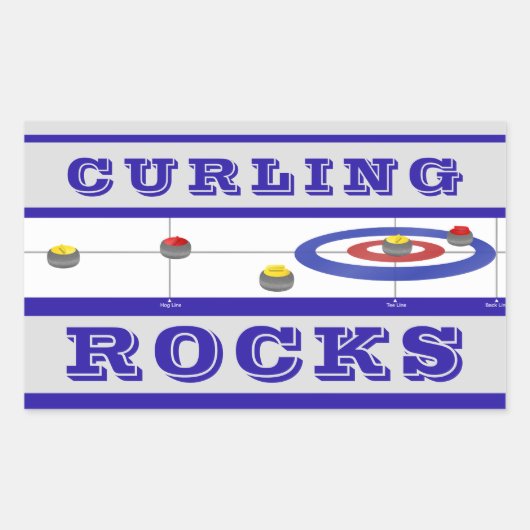 Curling Rocks Rechthoekige Sticker (Voorkant)