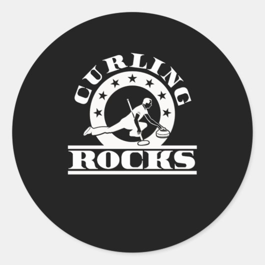 Curling Rocks spoel IJsportspel Gift Ronde Sticker (Voorkant)