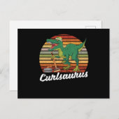 Curling Saurus Dinosaur Curler Trex Winter Briefkaart (Voorkant / Achterkant)