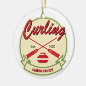 Curling: schaken op ijs keramisch ornament (Links)