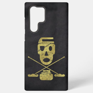 Curling Skull & Brooms Jolly Roger Samsung Galaxy Hoesje