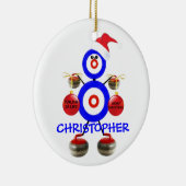 Curling speler kerst keramisch ornament (Rechts)
