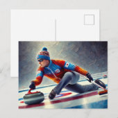Curling Speler Sportsporter Briefkaart (Voorkant / Achterkant)