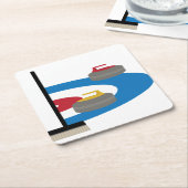 Curling Sport Kartonnen Onderzetters (Schuin)