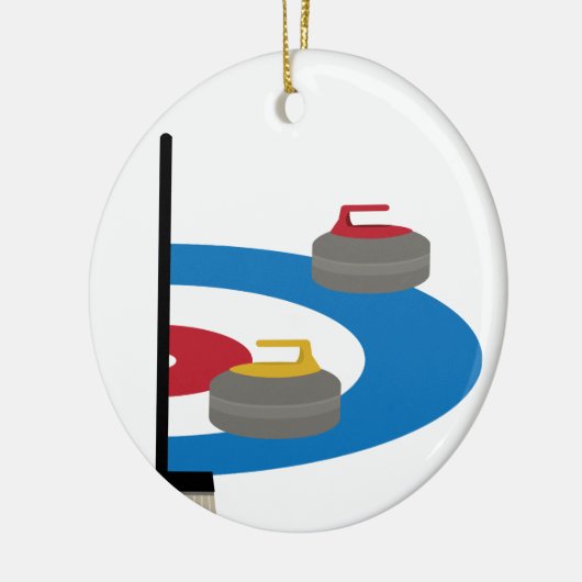 Curling Sport Keramisch Ornament (Links)