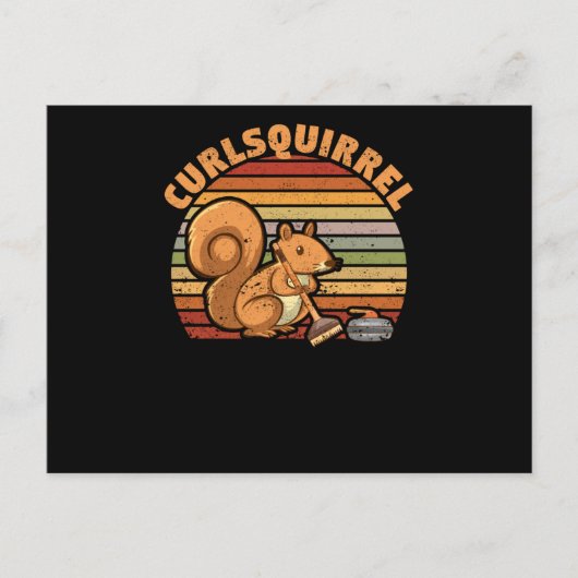 Curling squirrel curler rodent winter sport briefkaart (Voorkant)