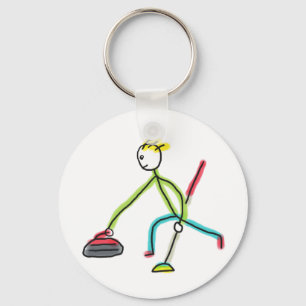 Curling Stickman Sleutelhanger
