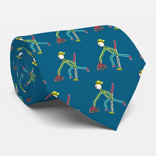 Curling Stickman Stropdas (Opgerold)