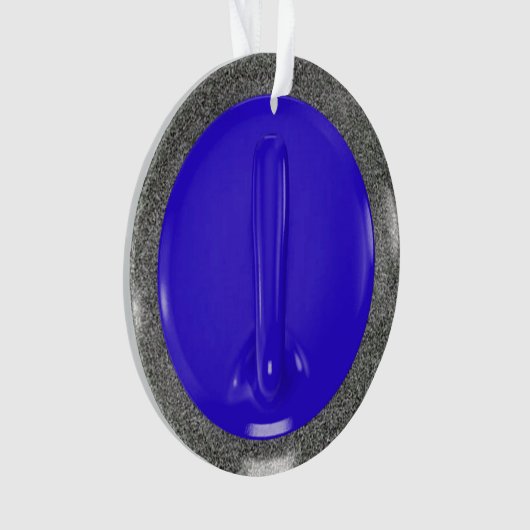 Curling Stone Blue Sports Fun Ornament (voorkant)