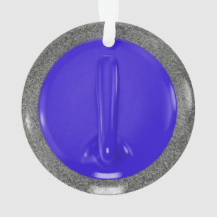 Curling Stone Blue Sports Fun Ornament