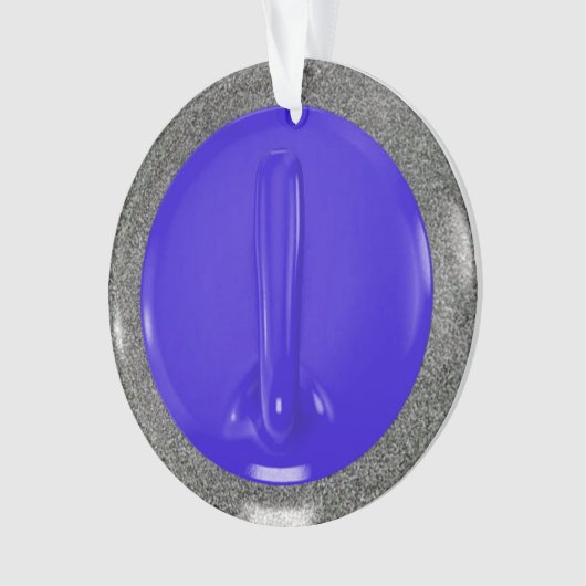 Curling Stone Blue Sports Fun Ornament (voorkant)