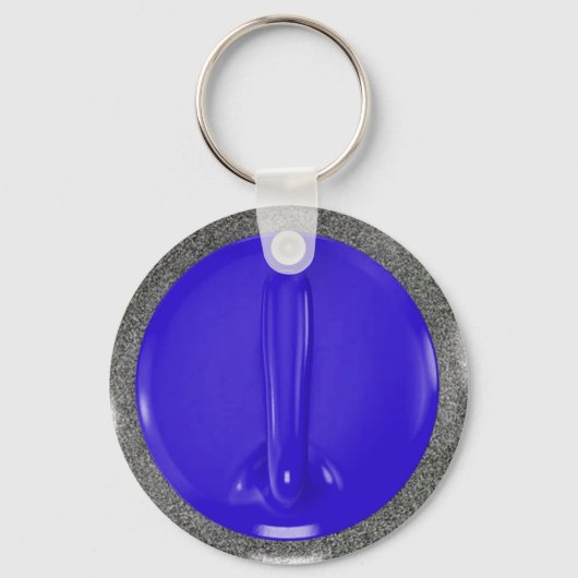 Curling Stone Blue Sports Fun Sleutelhanger (Voorkant)