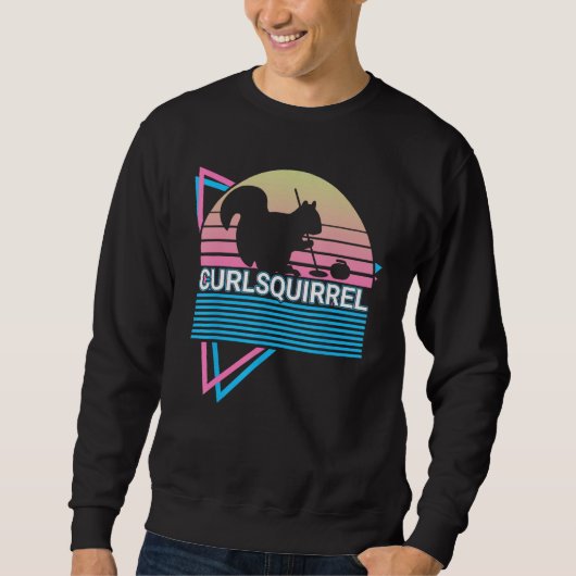 Curling Stone Curling Player Retro Curlsquirrel Trui (Voorkant)