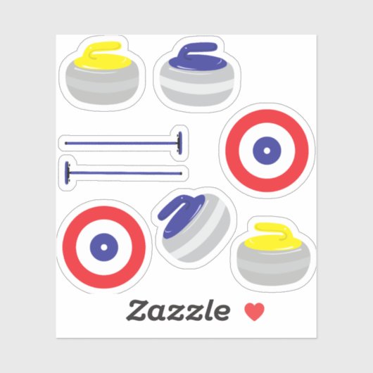 Curling Stones, Bezems en Doelen Sticker (Vel)