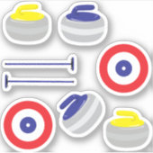 Curling Stones, Bezems en Doelen Sticker (Voorkant)