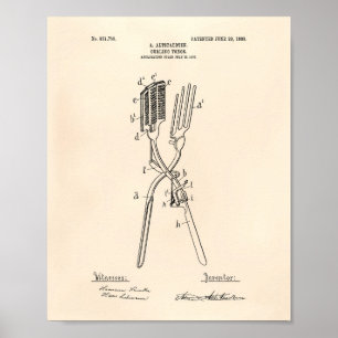 Curling Tangen 1908 Patent Art Old Peper Poster