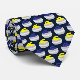 Curling Team Coach, Curling Stones Patterned Stropdas