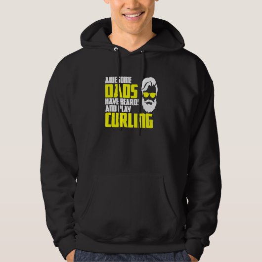 Curling team father's day beard  curling player hoodie (Voorkant)