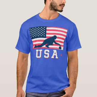 Curling Team Winter Sport Amerikaanse vlag T-shirt