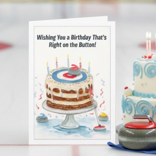 Curling Thema Verjaardagstaart Kaart