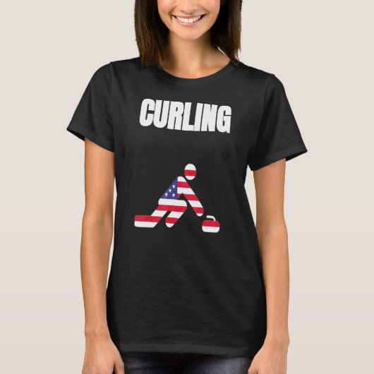 Curling Usa 2021 vlag Shirr Tokyo 2021 Summer Olym T-shirt (Voorkant)