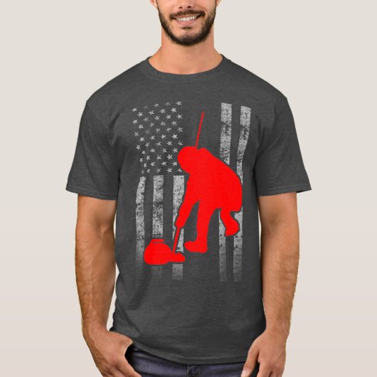 Curling Vlag met Sweeper T-shirt (Voorkant)