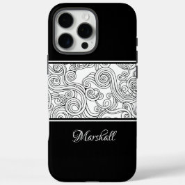 Curls Design Black en White iPhone 16 Pro Max Hoesje