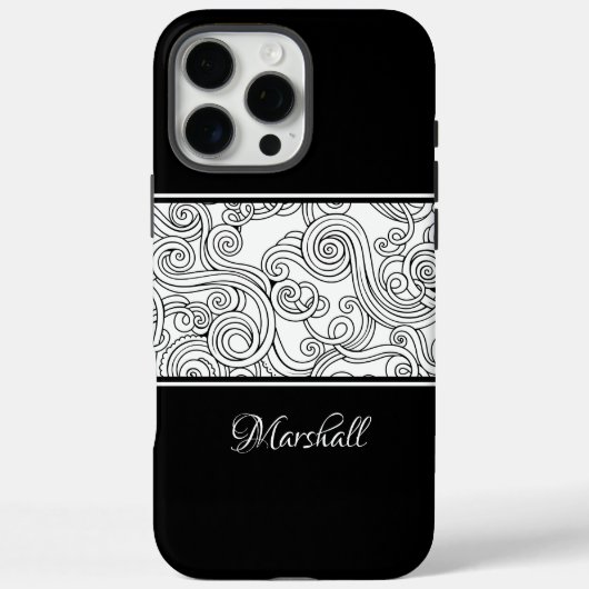 Curls Design Black en White Case-Mate iPhone Case (Achterkant)