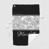 Curls Design Black en White Golfhanddoek (Insitu)