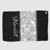Curls Design Black en White Golfhanddoek (Horizontaal)