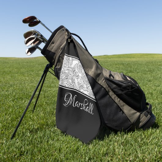 Curls Design Black en White Golfhanddoek (Groen)