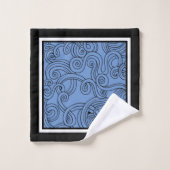Curls Design Blue Black White Bath-handdoekset Bad Handdoek (Wasdoekje)
