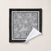 Curls Design Grey Black White Bath-handdoekset Bad Handdoek (Wasdoekje)