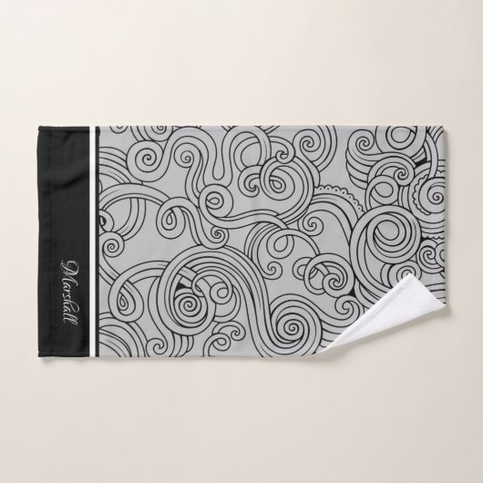 Curls Design Grey Black White Bath-handdoekset Bad Handdoek (Handdoek)