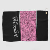 Curls Design Pink Black White Golf Towel Golfhanddoek (Horizontaal)