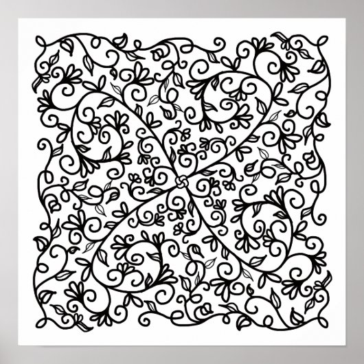 Curls 'n Swirls Bloemenwijnstokken Kleuren me Poster (Voorkant)