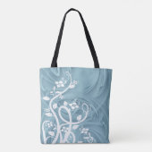Curls Over Blauwe Kunst Tote Bag (Achterkant)