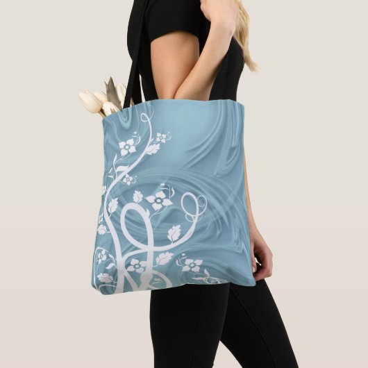 Curls Over Blauwe Kunst Tote Bag (Dichtbij)