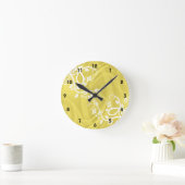 Curls over geel met Filigree & Floral Ronde Klok (Huis)