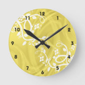 Curls over geel met Filigree & Floral Ronde Klok (Voorkant)