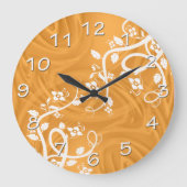 Curls over Sinaasappel met Filigree & Floral Grote Klok (Voorkant)