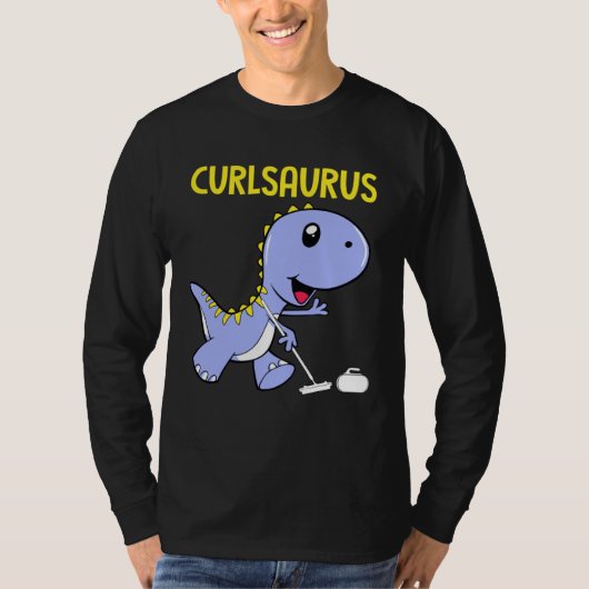 Curlsaurus  Dinosaur  Curling Sport Costume T-shirt (Voorkant)